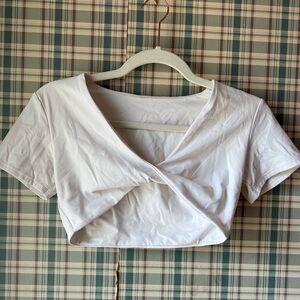 White Twist Front Crop Top